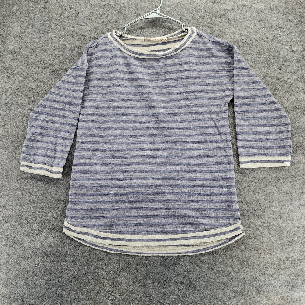 Soft Surroundings Shirt Womens XS 3/4 Sleeve Blue Striped